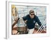 President Kennedy Sailing Aboard US Coast Guard Yacht 'Manitou', Rhode Island, 1962-null-Framed Photo