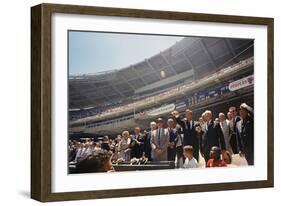 President Kennedy Throws Out First Ball of the 32nd All-Star Game, July 10, 1962-null-Framed Photo