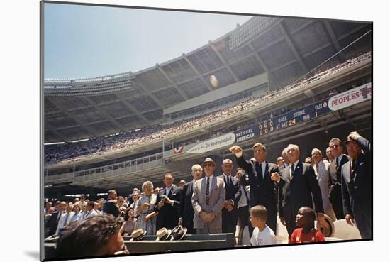President Kennedy Throws Out First Ball of the 32nd All-Star Game, July 10, 1962-null-Mounted Photo