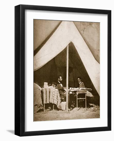 President Lincoln and General Mclellan in Mclellan's Tent, Antietam, 4th October, 1862-Mathew Brady-Framed Giclee Print