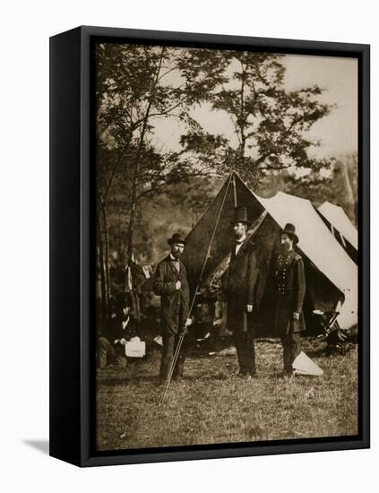 President Lincoln at Sharpsburg, October 1862-Mathew Brady-Framed Stretched Canvas