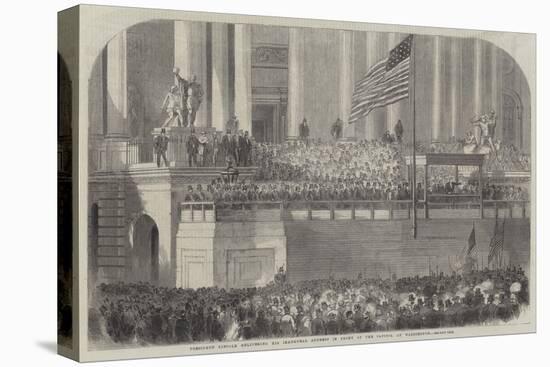 President Lincoln Delivering His Inaugural Address in Front of the Capitol at Washington-null-Stretched Canvas