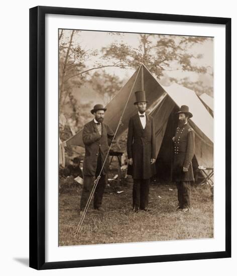 President Lincoln on the Battlefield of Antietam, Maryland, October 2, 1862-Alexander Gardner-Framed Art Print