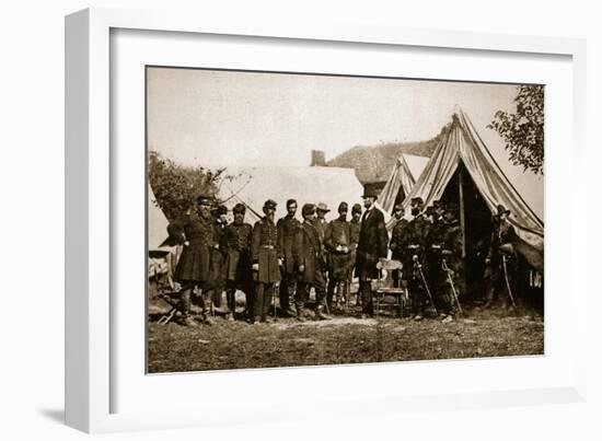 President Lincoln Visiting the Camp at Antietam, 1892-Mathew Brady-Framed Giclee Print