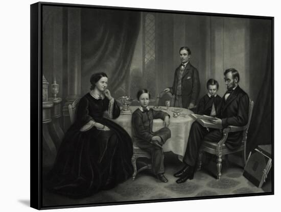 President Lincoln with His Family, 1861-Science Source-Framed Stretched Canvas