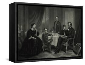 President Lincoln with His Family, 1861-Science Source-Framed Stretched Canvas