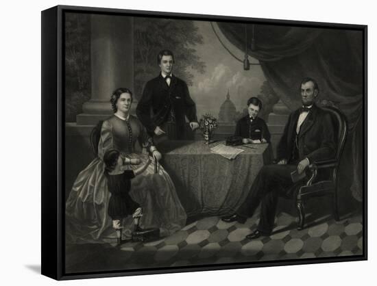 President Lincoln with His Family-Science Source-Framed Stretched Canvas