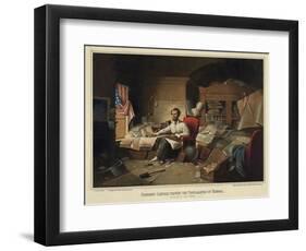 President Lincoln Writing the Proclamation of Freedom-null-Framed Giclee Print