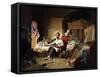 President Lincoln Writing the Proclamation of Freedom-null-Framed Stretched Canvas