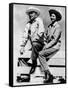 President Lyndon and Lady Bird Johnson Sitting on a Fence at the LBJ Ranch-null-Framed Stretched Canvas