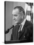 President Lyndon B. Johnson at Press Conference-null-Stretched Canvas
