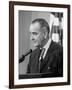 President Lyndon B. Johnson at Press Conference-null-Framed Photographic Print