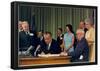 President Lyndon B Johnson (Signing Medicar Bill) Art Poster Print-null-Framed Poster