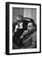 President Lyndon Johnson and Martin Luther King Jr. in the Cabinet Room White House. March 18 1966-null-Framed Photo