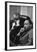 President Lyndon Johnson and Martin Luther King Jr. in the Cabinet Room White House. March 18 1966-null-Framed Photo