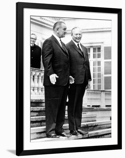 President Lyndon Johnson and West German Chancellor, Kurt Georg Kiesinger, April 24, 1967-null-Framed Photo