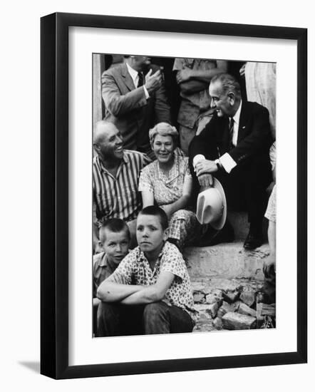 President Lyndon Johnson Chatting with William David Marlow About Easing Poverty of People-Francis Miller-Framed Photographic Print