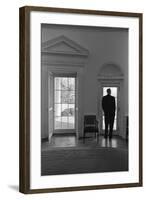 President Lyndon Johnson Looking Out Doorway of the Oval Office, Jan. 24, 1066-null-Framed Photo