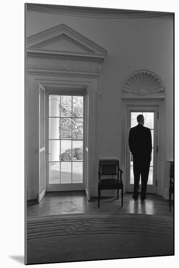 President Lyndon Johnson Looking Out Doorway of the Oval Office, Jan. 24, 1066-null-Mounted Photo