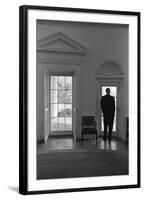 President Lyndon Johnson Looking Out Doorway of the Oval Office, Jan. 24, 1066-null-Framed Photo