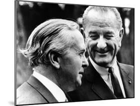 President Lyndon Johnson Meeting British Prime Minister Harold Wilson-null-Mounted Photo