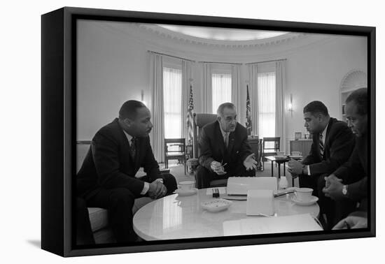 President Lyndon Johnson Meets with Civil Rights Leaders in Jan. 18, 1964-null-Framed Stretched Canvas