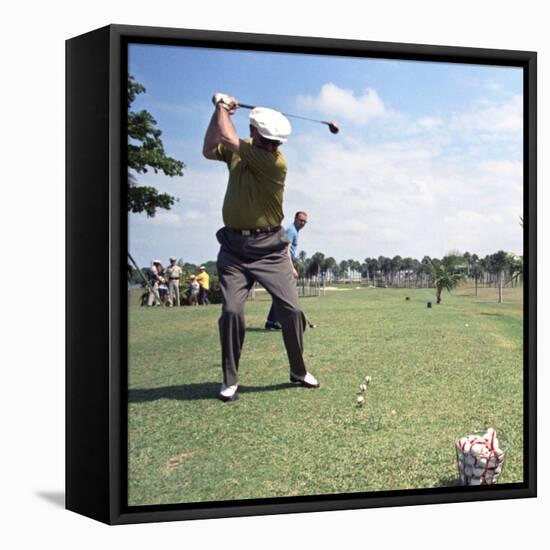 President Lyndon Johnson Playing Golf at Ramey Air Force Base, Puerto Rico, 1968-null-Framed Stretched Canvas