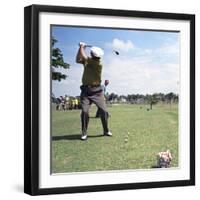 President Lyndon Johnson Playing Golf at Ramey Air Force Base, Puerto Rico, 1968-null-Framed Photo