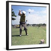 President Lyndon Johnson Playing Golf at Ramey Air Force Base, Puerto Rico, 1968-null-Framed Photo