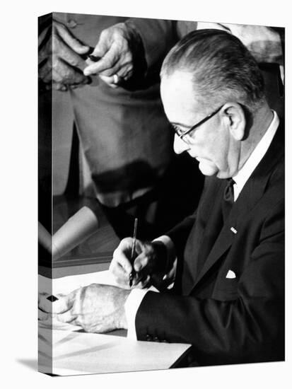 President Lyndon Johnson Signing the 1964 Civil Rights Bill, July 2, 1964-null-Stretched Canvas