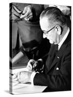 President Lyndon Johnson Signing the 1964 Civil Rights Bill, July 2, 1964-null-Stretched Canvas