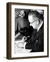 President Lyndon Johnson Signing the 1964 Civil Rights Bill, July 2, 1964-null-Framed Photo