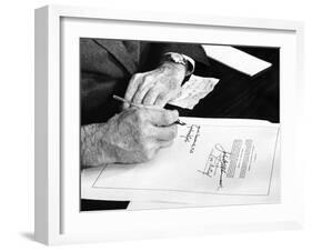 President Lyndon Johnson Signs a $102 Billion Education Bill at the White House Today-null-Framed Photo