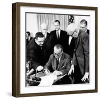 President Lyndon Johnson Signs the 24th Amendment to the Constitution-null-Framed Photo