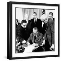 President Lyndon Johnson Signs the 24th Amendment to the Constitution-null-Framed Photo