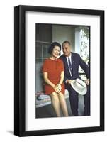 President Lyndon Johnson Sitting on Proch Swing with Wife on Morning Following His Election Win-John Dominis-Framed Photographic Print