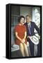 President Lyndon Johnson Sitting on Proch Swing with Wife on Morning Following His Election Win-John Dominis-Framed Stretched Canvas