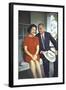 President Lyndon Johnson Sitting on Proch Swing with Wife on Morning Following His Election Win-John Dominis-Framed Photographic Print