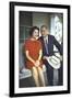 President Lyndon Johnson Sitting on Proch Swing with Wife on Morning Following His Election Win-John Dominis-Framed Photographic Print