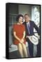 President Lyndon Johnson Sitting on Proch Swing with Wife on Morning Following His Election Win-John Dominis-Framed Stretched Canvas