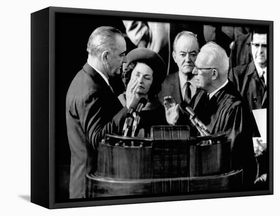 President Lyndon Johnson Takes the Oath of Office at His 1964 Inauguration-null-Framed Stretched Canvas