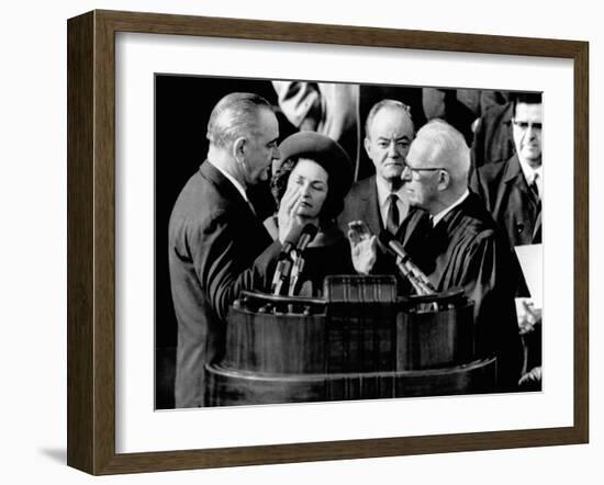 President Lyndon Johnson Takes the Oath of Office at His 1964 Inauguration-null-Framed Photo