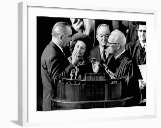 President Lyndon Johnson Takes the Oath of Office at His 1964 Inauguration-null-Framed Photo