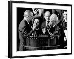 President Lyndon Johnson Takes the Oath of Office at His 1964 Inauguration-null-Framed Photo