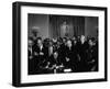 President Lyndon Johnson, Watched by Martin Luther King, Jr. Signing Civil Rights Act, July 2, 1964-null-Framed Photo