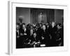 President Lyndon Johnson, Watched by Martin Luther King, Jr. Signing Civil Rights Act, July 2, 1964-null-Framed Photo