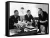 President Lyndon Johnson with Gen William Westmoreland and Defense Secretary Robert McNamara-null-Framed Stretched Canvas