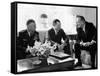 President Lyndon Johnson with Gen William Westmoreland and Defense Secretary Robert McNamara-null-Framed Stretched Canvas