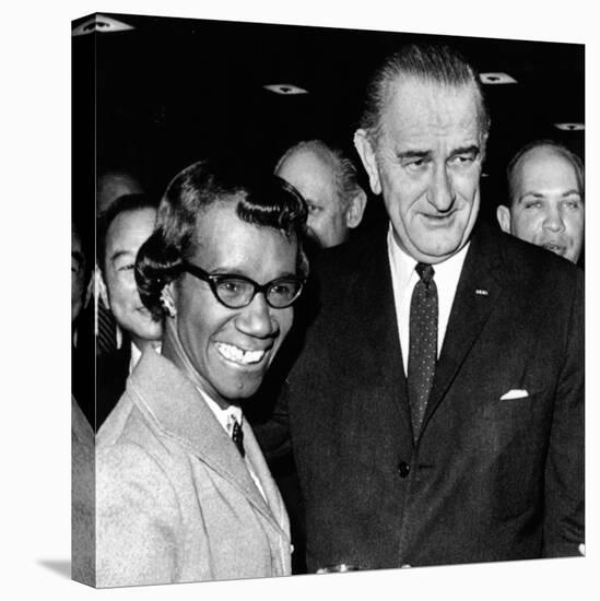 President Lyndon Johnson with Newly Elected Congresswomen Shirley Chisholm of New York-null-Stretched Canvas