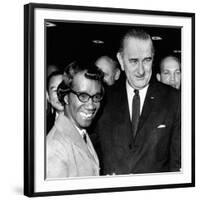 President Lyndon Johnson with Newly Elected Congresswomen Shirley Chisholm of New York-null-Framed Photo